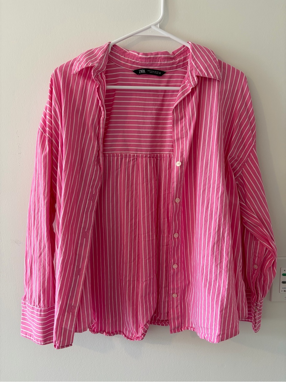 Zara Pink Striped Button-Up Shirt
